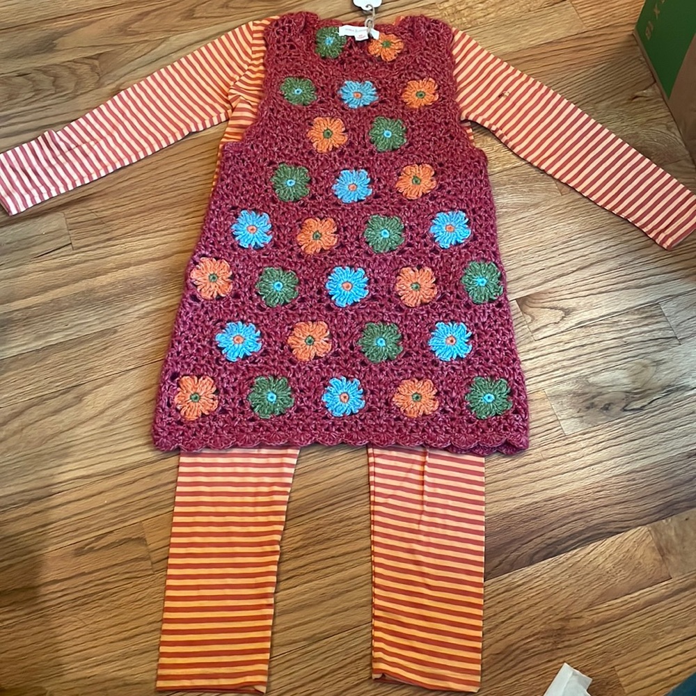 NWT- Mimi & Maggie outfit-size 6X-orange-adorable tunic sweater-MUST HAVE!